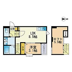 スコルピオ姪浜 1LDKの間取図画像