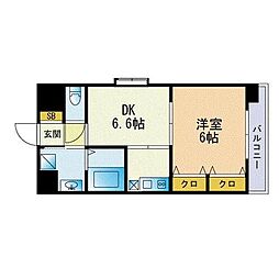 セレーノ姪浜 1DKの間取図画像