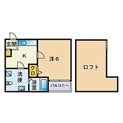 セントラルコート室見 1Kの間取図画像