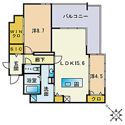 RiverGarden室見 2LDKの間取図画像