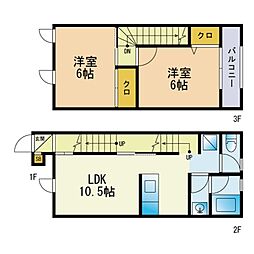 ラ・プラヤ2番館 2階2LDKの間取り