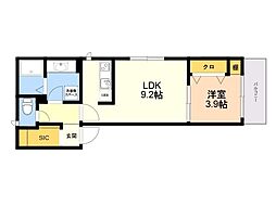 ラシックランテ前原東 1階1LDKの間取り