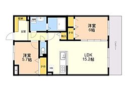 カーサ藤ヶ坂 3階2LDKの間取り