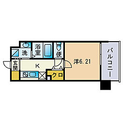 Ｒｕｐｉｅレジデンス九大学研都市2 7階1Kの間取り