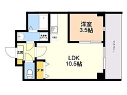 アリエス今宿1 1LDKの間取図画像