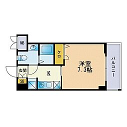 クリエイト三島 1Kの間取図画像