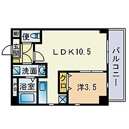 アリエス今宿2 1LDKの間取図画像