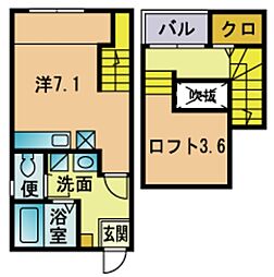 MAISONETIC伊都 ワンルームの間取図画像