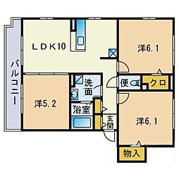 アンティームA 3LDKの間取図画像