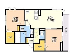 ポルトボヌール前原 2LDKの間取図画像