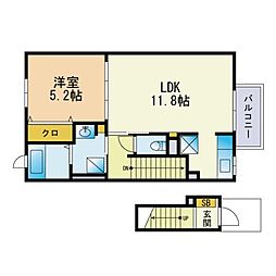 サニーガーデン 1LDKの間取図画像