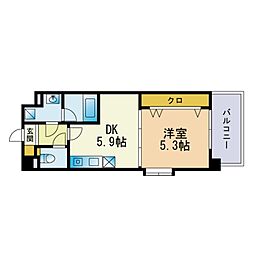 サクセス伊都 1DKの間取図画像