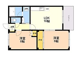 メルシーハイム 2LDKの間取図画像