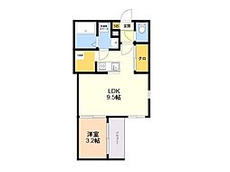 モアナ今宿駅西 1LDKの間取図画像