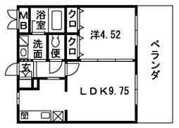 ウエストフルハウス 1LDKの間取図画像