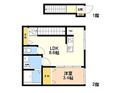 周船寺2丁目アパート(仮称) 1LDKの間取図画像