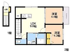 周船寺2丁目アパート(仮称) 2LDKの間取図画像