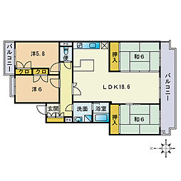シャトレ鳥飼 4LDKの間取図画像