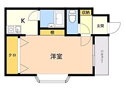 ルパ椿山 1Kの間取図画像