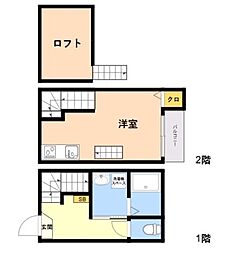 ルナソル　ミラ 1階1Kの間取り