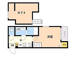 ルナソル　ミラ 2階1Kの間取り