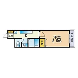 大産七隈ビル 3階1Kの間取り