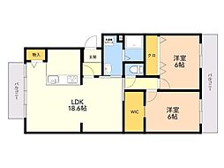 ピオーネ大神 2LDKの間取図画像