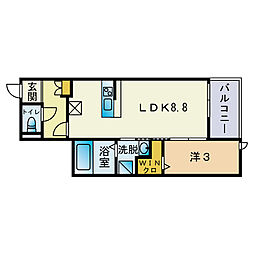 アークトゥルス西南の杜eclat 1LDKの間取図画像