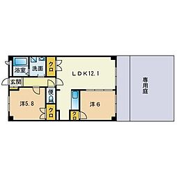 アンプルールベトン城南 2LDKの間取図画像