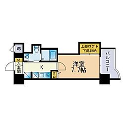 アクタス六本松タワー 1Kの間取図画像