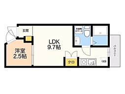 ガレット大池通り 1LDKの間取図画像