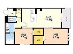 シャーメゾン セレーヌ ベフ 2LDKの間取図画像