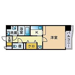 レブリアント賀茂 1Kの間取図画像