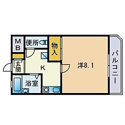 グランツール城南 ワンルームの間取図画像