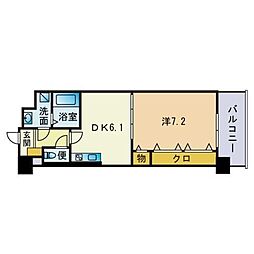 エトルシャンス花町 1DKの間取図画像