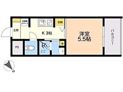 パグーロ西新南 1Kの間取図画像