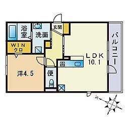 D-room別府駅前 1LDKの間取図画像