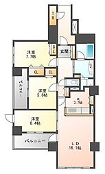 グランドメゾン百道浜オーシャン&フォレスト 3LDKの間取図画像