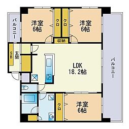 エコルクス高取 3LDKの間取図画像