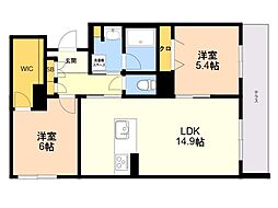 エーデルワイス 2LDKの間取図画像
