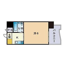 ストリームライン祖原 1Kの間取図画像