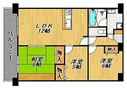 エミネント西新 3LDKの間取図画像