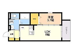 robot home 西新 1LDKの間取図画像