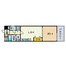 ミ・シュール西新 1LDKの間取図画像