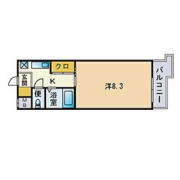 西新ヴィンテージ 1Kの間取図画像