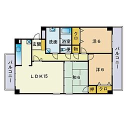 シーリバー室見 3LDKの間取図画像