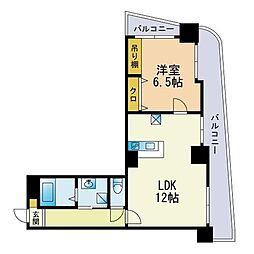 フラワーストン西新 1LDKの間取図画像