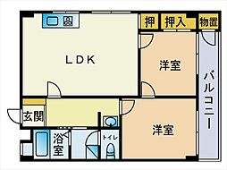 高田ビル 2LDKの間取図画像