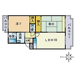 グレイシャス室見 2LDKの間取図画像