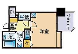 アルファコンフォート福岡西新 1Kの間取図画像
